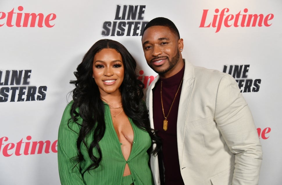 Drew Sidora and her husband, Ralph Pittman, attend the premiere of Lifetime's 'Line Sisters.'