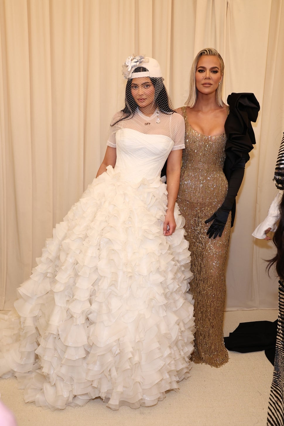 Kylie Jenner and Khloé Kardashian arrive at The 2022 Met Gala Celebrating "In America: An Anthology of Fashion" at The Metropolitan Museum of Art on May 02, 2022 in New York City.