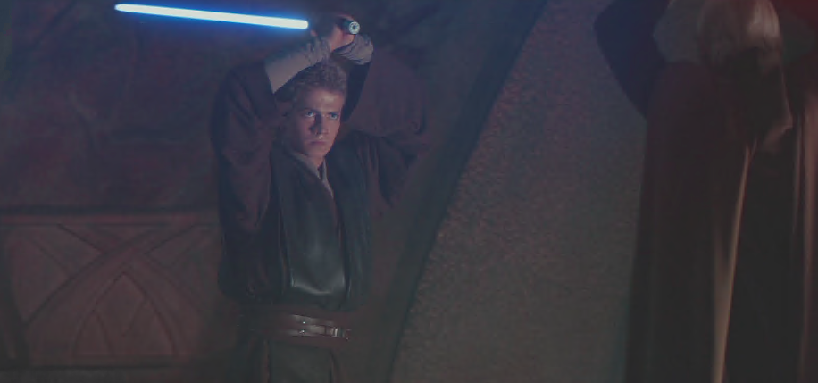 Anakin facing off against Count Dooku in 'Attack of the Clones.'