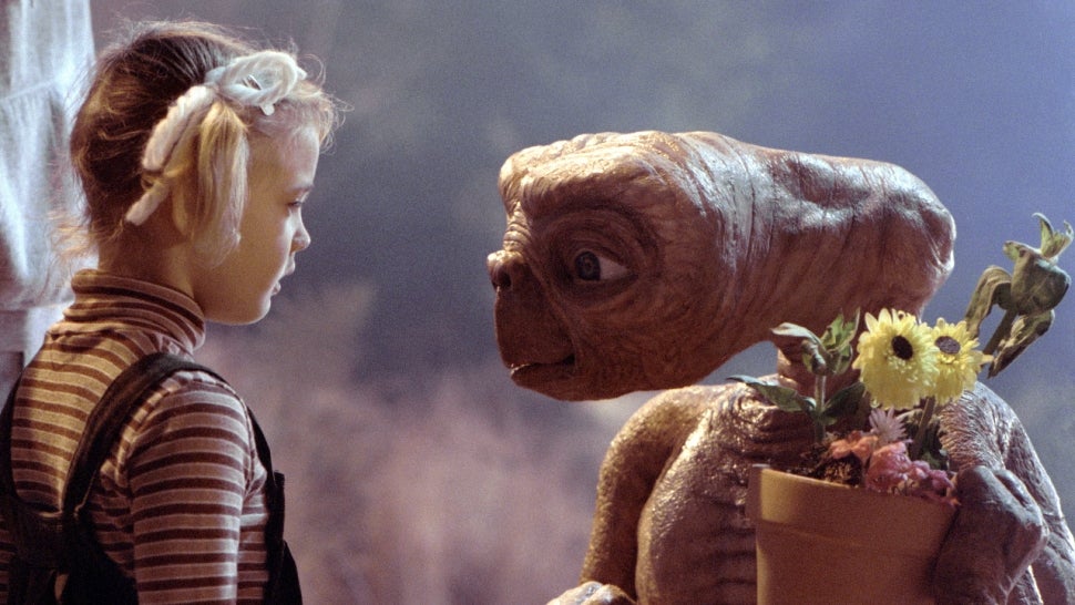 Drew Barrymore and E.T. in the movie's final moments.