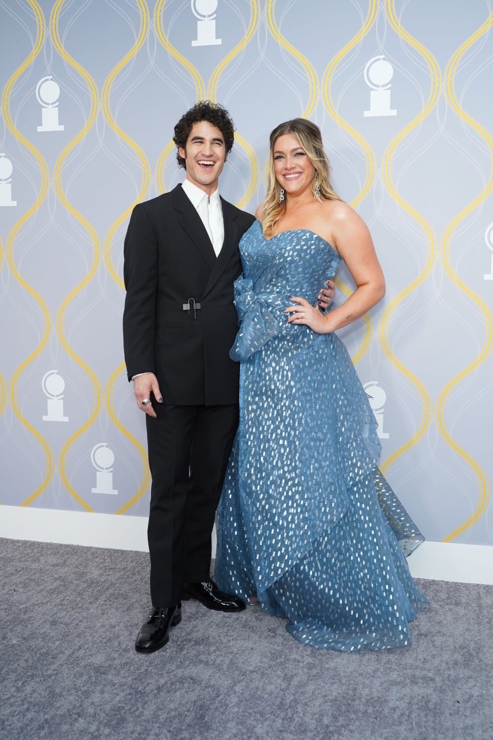 Darren Criss and Mia Swier attend the 75th Annual Tony Awards at Radio City Music Hall on June 12, 2022 in New York City. 