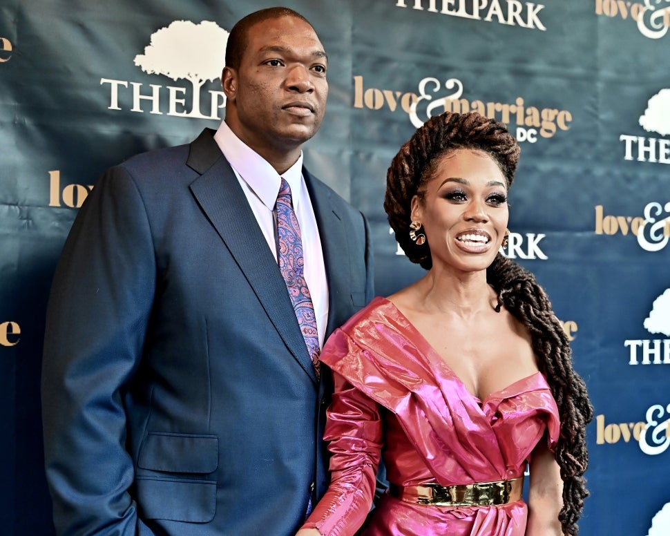Chris Samuels and Monique Samuels attend a Love & Marriage: DC screening