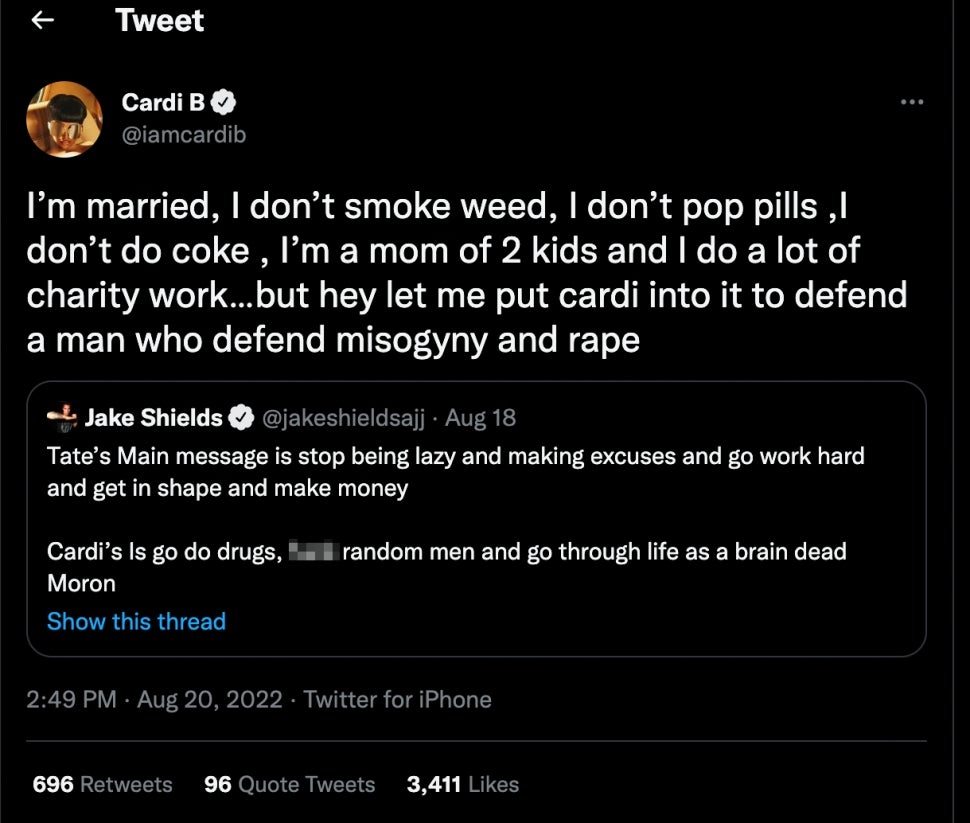 Cardi B Brilliantly Claps Back at UFC Star Who Roped Her Into Andrew