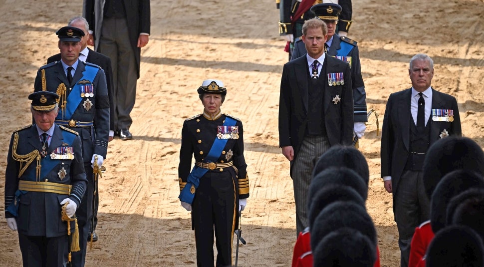 King Charles III, Prince William, Princess Anne, Prince Harry, Prince Andrew
