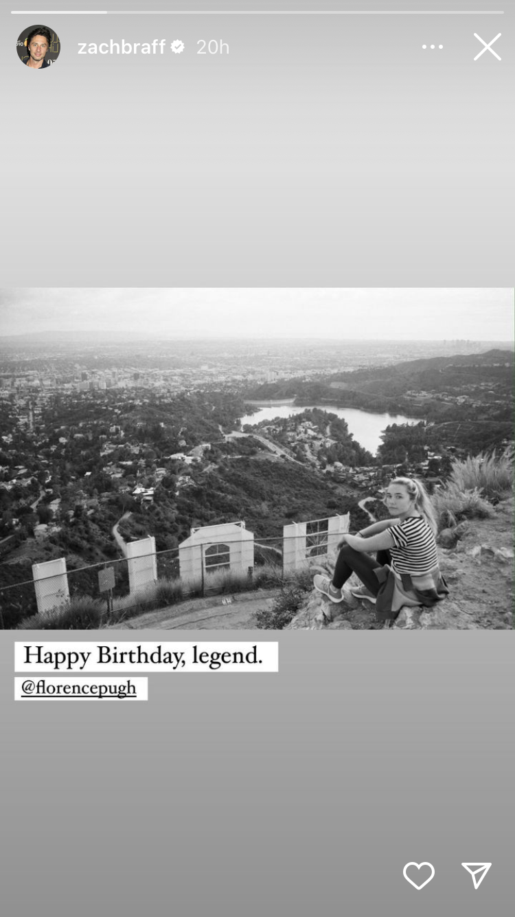 Zach Braff Celebrates Florence Pugh's Birthday 