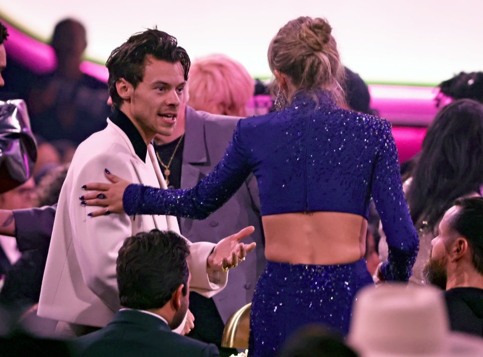 Taylor Swift and Harry Styles inside the GRAMMYs