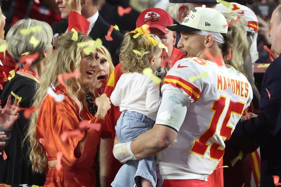 Patrick Mahomes Holds Daughter Sterling Skye After Being Named MVP