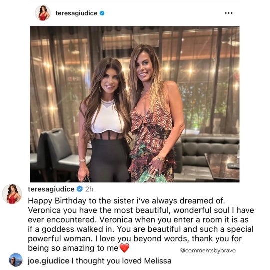 Teresa Giudice's ex-husband, Joe, comments on her Instagram
