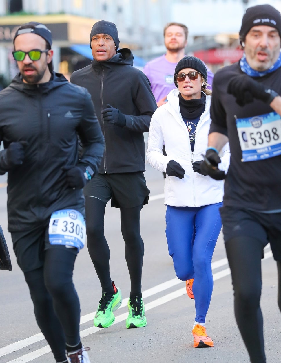 Amy Robach And T. J. Holmes Seen Running The NYC Marathon.