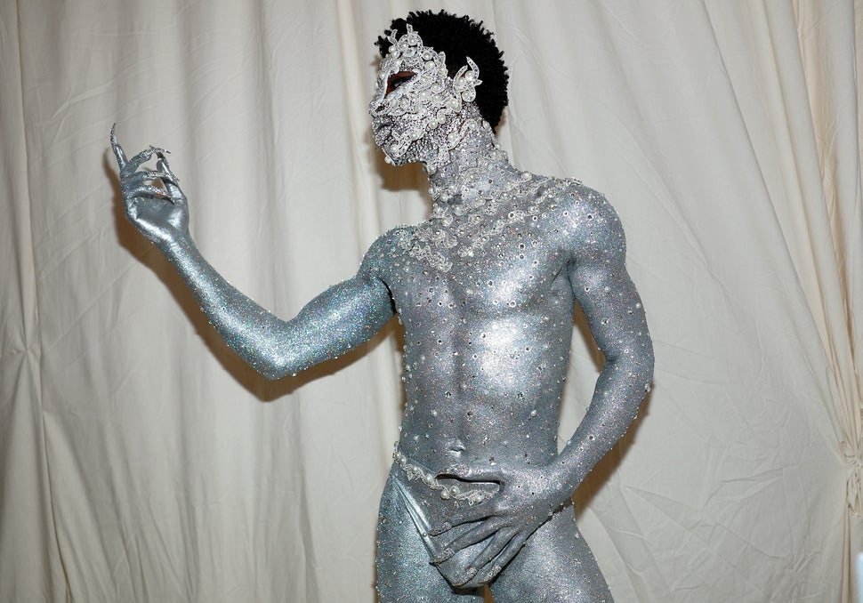 Lil Nas X Rocks Nude Silver Look at 2023 Met Gala in Most Bold Look Ever Entertainment Tonight
