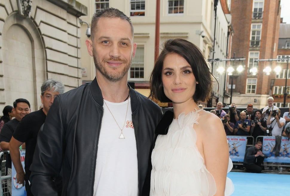 Tom Hardy (L) and Charlotte Riley attend the UK Premiere of "Swimming With Men' at The Curzon Mayfair on July 4, 2018 in London, England.