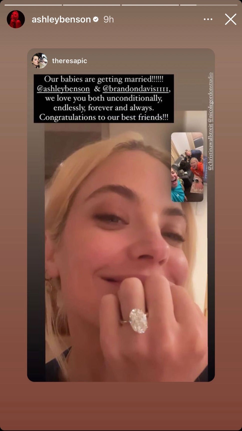 Ashley Benson wearing her engagement ring