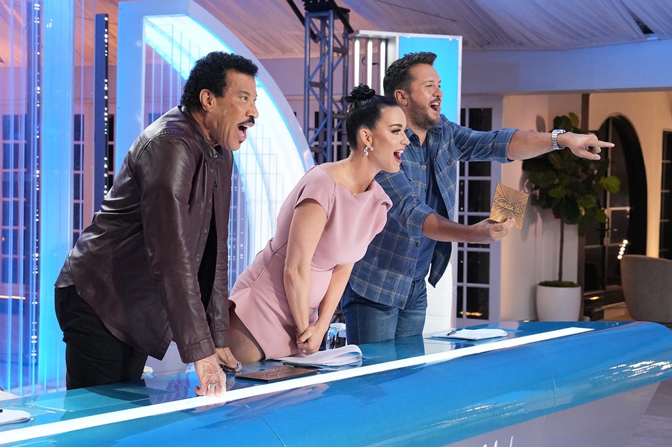 Lionel Richie, Katy Perry, and Luke Bryan in February 2024 episode of 'American Idol.' 