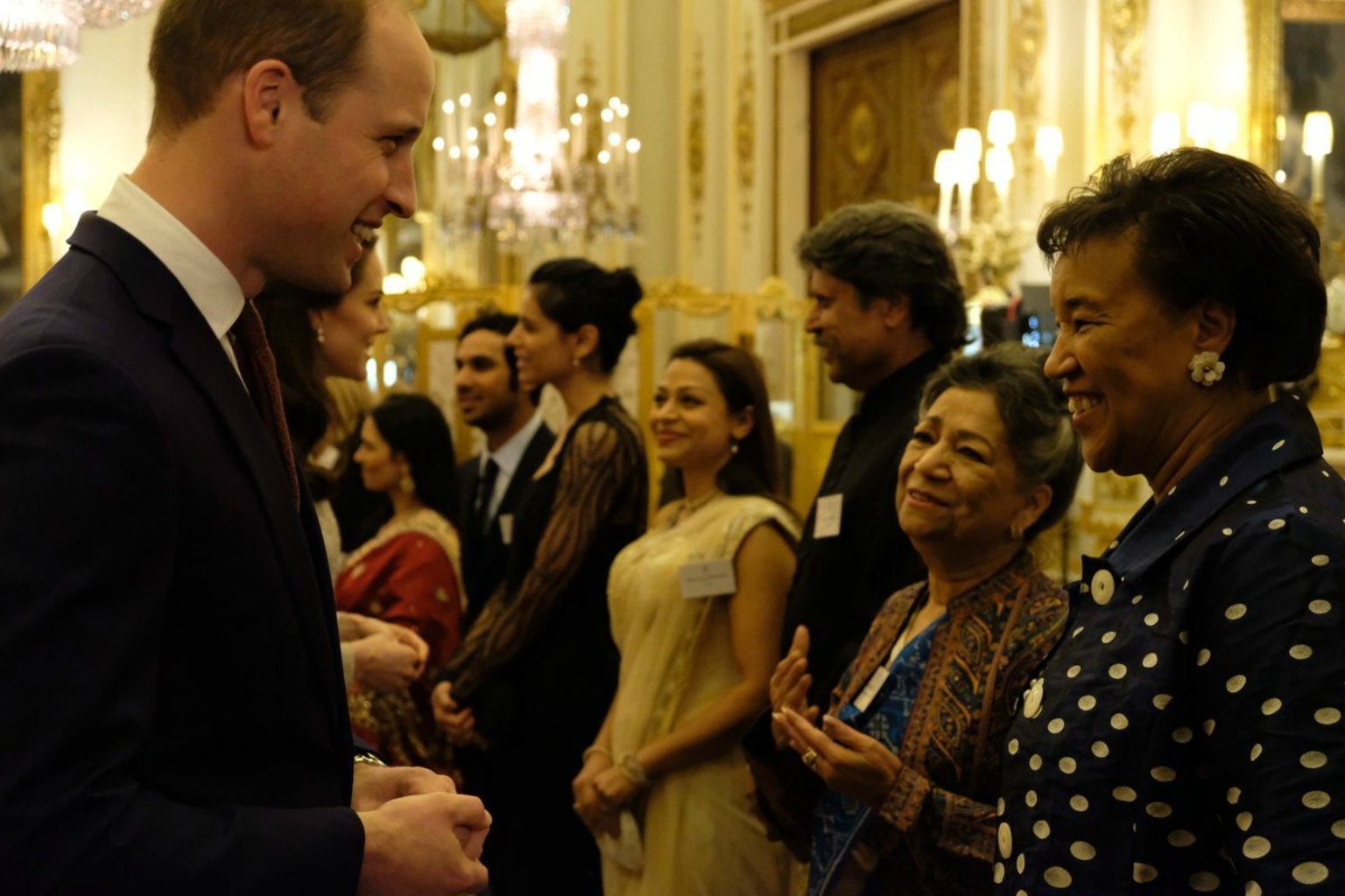 prince william looking at kate in gold dress Rasiya V-Neck Anarkali With Palazzo & Foil Block Print Dupatta (Set Of 3) - Chanderi Lining - Black - Female
