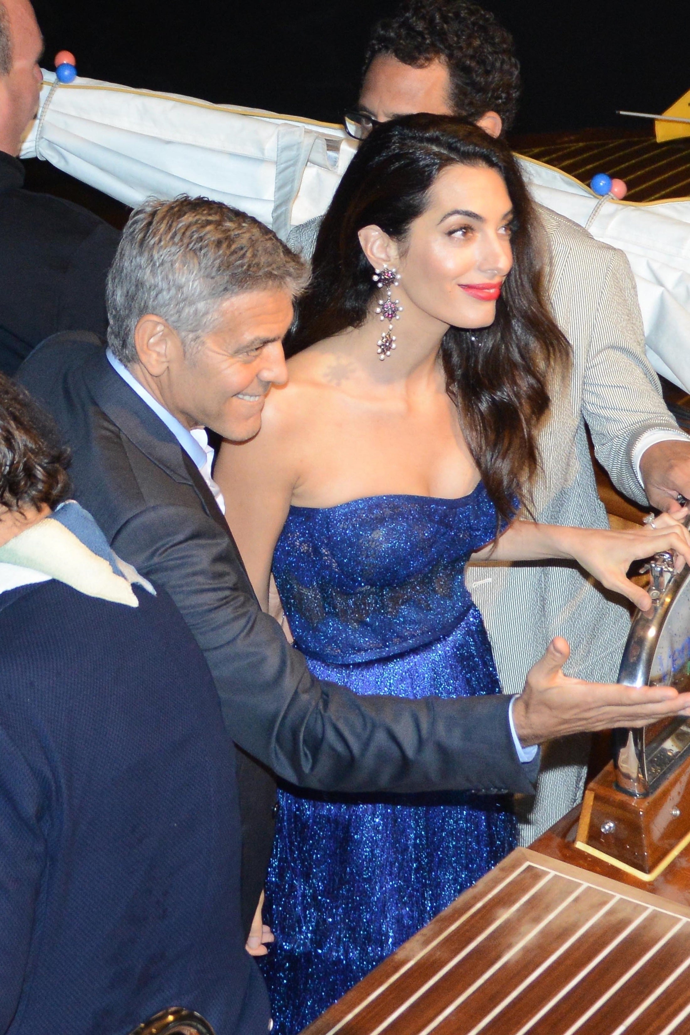 amal clooney blue dress How To Pull Off Strapless When You're No Longer In Your 20s