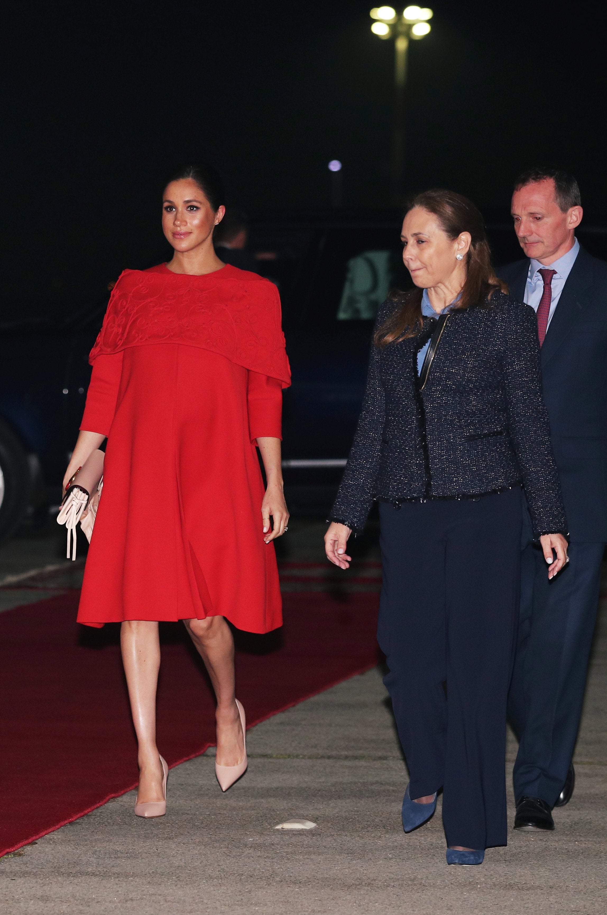 meghan red cape dress Meghan Markle Red Cape Dress Inspired Outfit Review