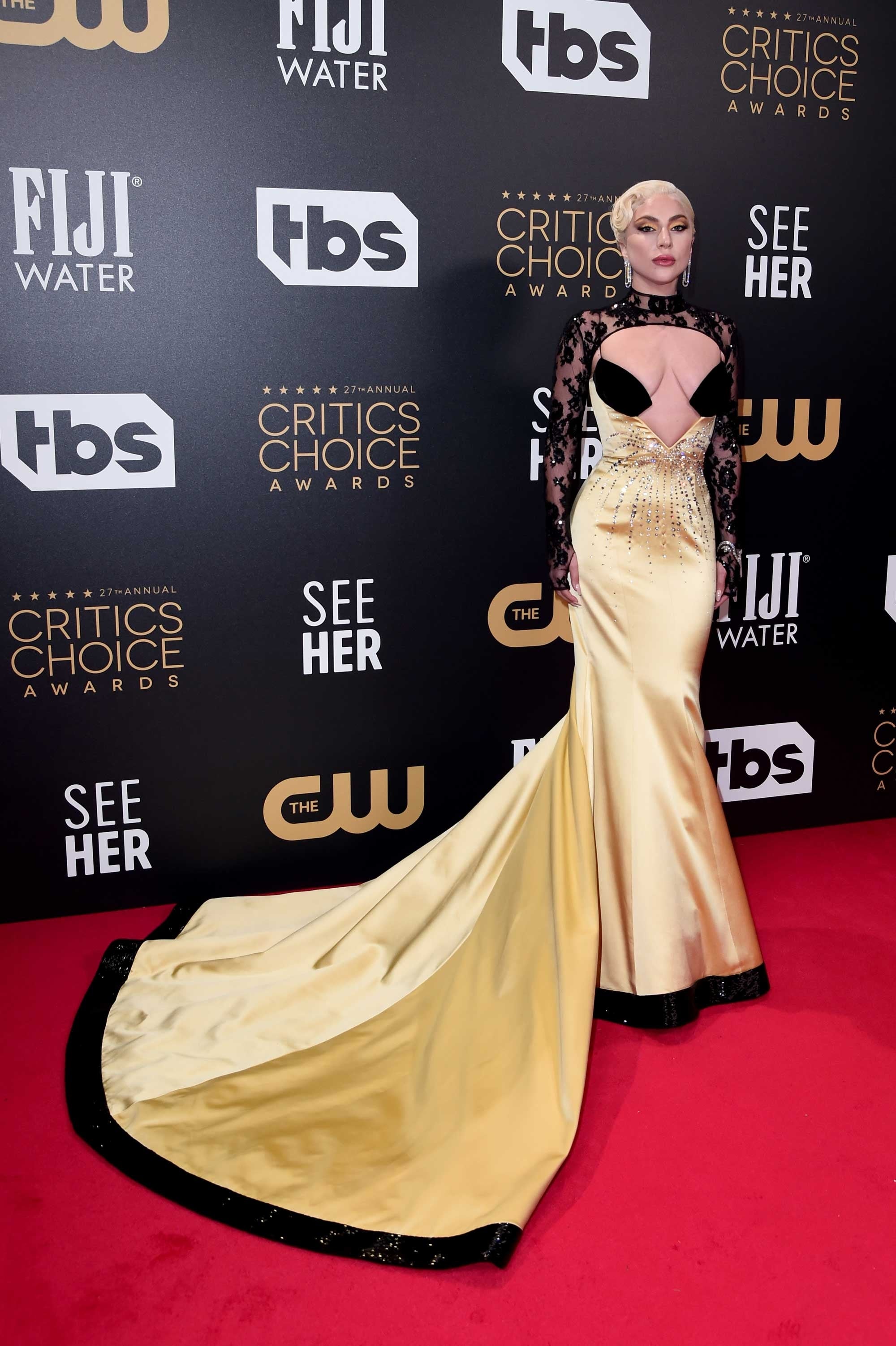 Lady Gaga Stuns in Striking Gown on the Red Carpet at the 2022 Critics  Choice Awards | Entertainment Tonight