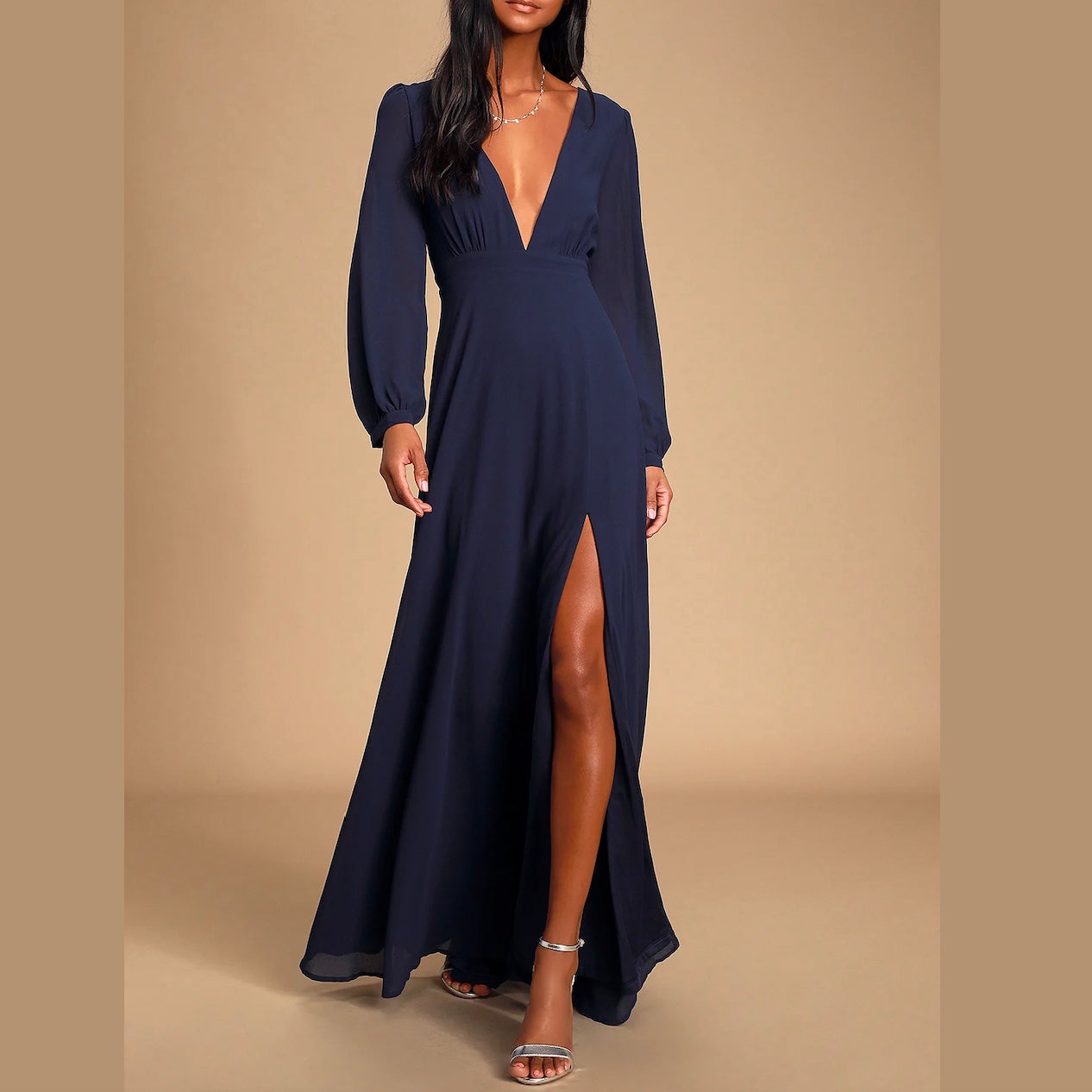 fitted lace wedding dress Olivia Long Sleeve Maxi Dress main image 0