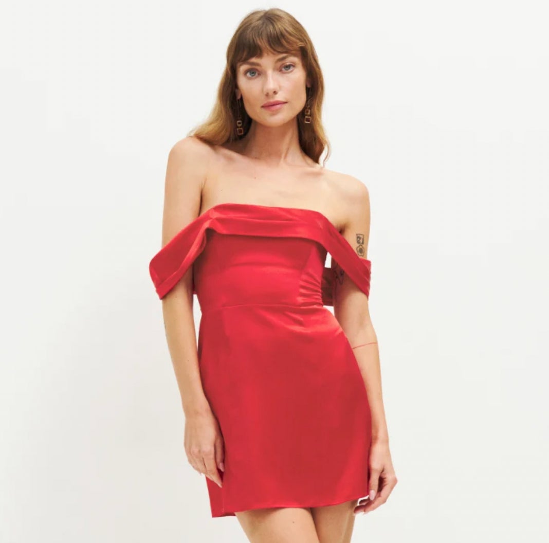 strapless open back dress Sweetheart Red Sequin Prom Dress Long – loveangeldress main image 1