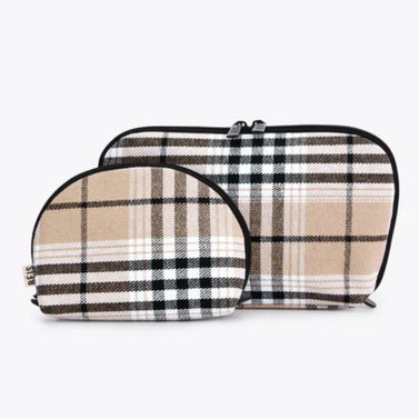 The Cosmetic Pouch Set in Plaid