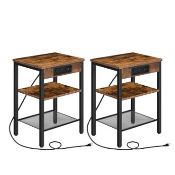 HOOBRO End Tables Set of 2 with Charging Station and USB Ports