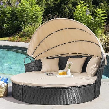 Homall Patio Outdoor Daybed with Retractable Canopy