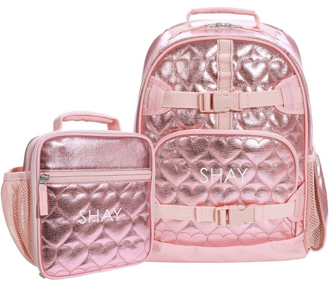 Pottery Barn School LARGE BACKPACK LUNCH BOX SET Travel girl pink glitter 3PC Pottery Barn Kids Sparkle Glitter Large Backpack & Lunch Box  main image 3