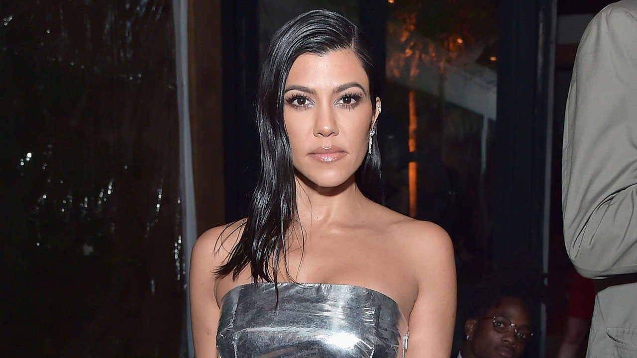 kourtney kardashian silver dress PLT- kourtney kardashian Silver sequin lace trim