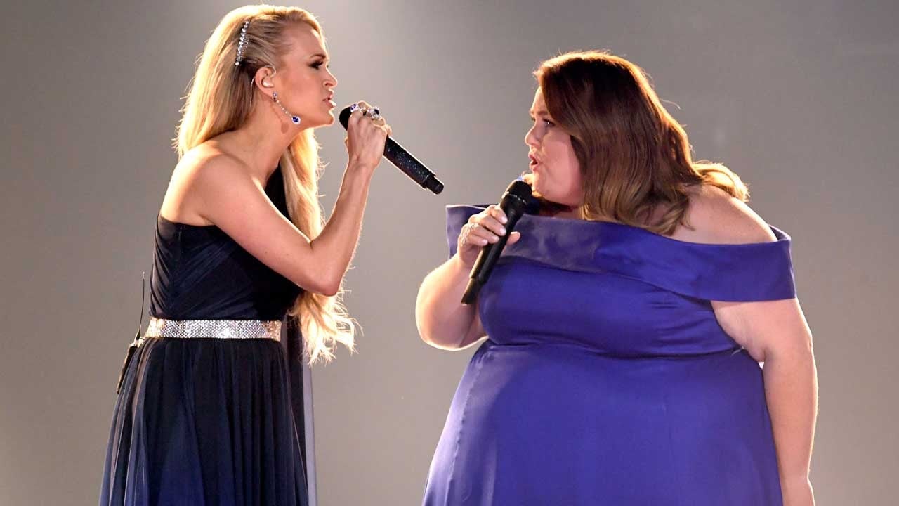 chrissy metz purple dress Chrissy Metz Is a Vision in Navy at the 2017 People's Choice Awards