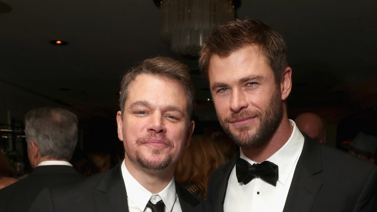 Chris Hemsworth Holds Matt Damons Hand as He Gets Tattoo Ahead of Oscars