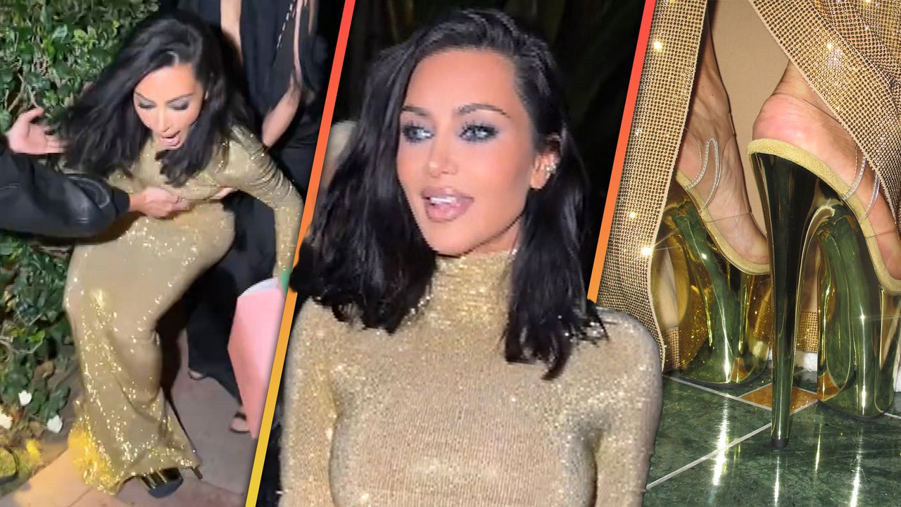 Kim Kardashian Takes a Tumble Into a Bush While Wearing Towering $80 Heels on Oscars Night