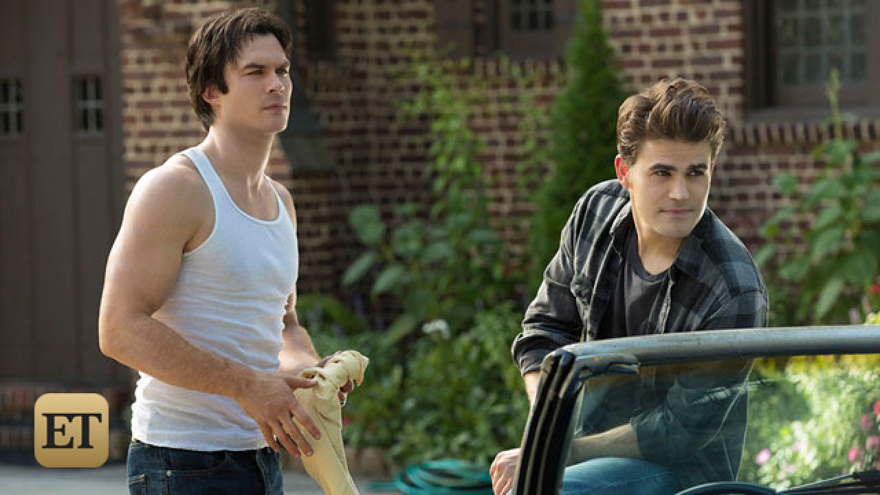 Exclusive Vampire Diaries Swoon Over This Flashback Photo Of 90s Stefan And Damon Entertainment Tonight