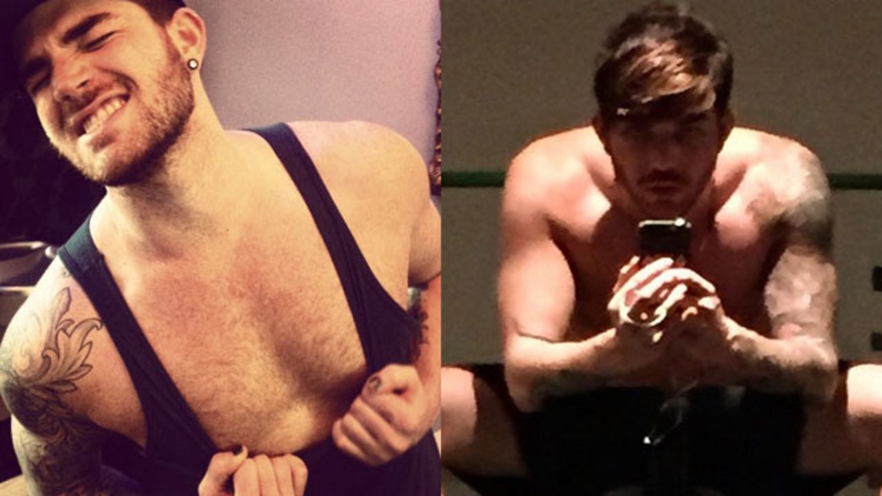 Adam Lambert Slims Down, Shares Buff Shirtless Gym Selfies 
