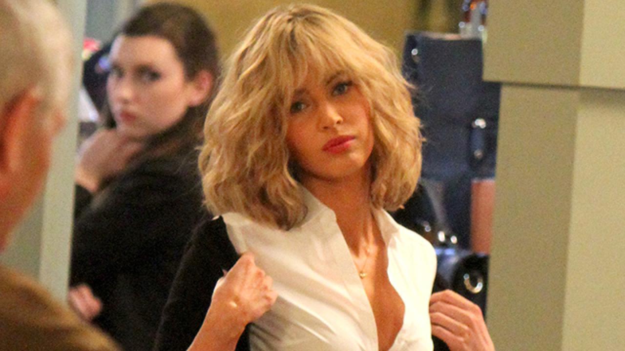 A Blonde Megan Fox Rocks ay School Girl Outfit on the 