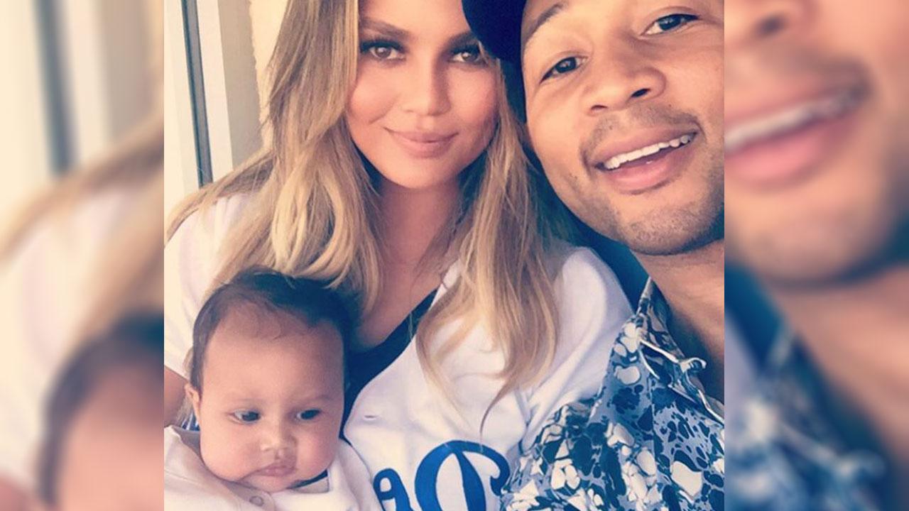 Chrissy Teigen and John Legend Bring Baby Luna to Cheer on the Los