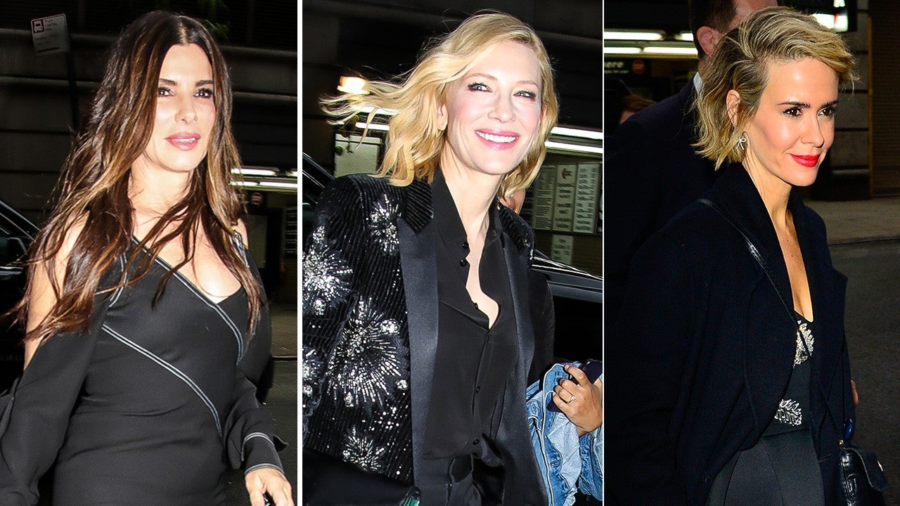 Sandra Bullock Cate Blanchett And Their Ocean S 8 Co Stars Color Coordinate At Nyc Screening Entertainment Tonight