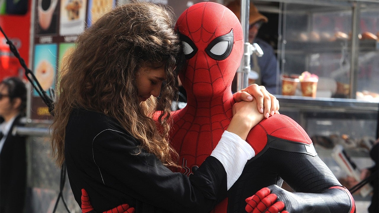 Zendaya as MJ (left) and Tom Holland as Spider-Man (Right)