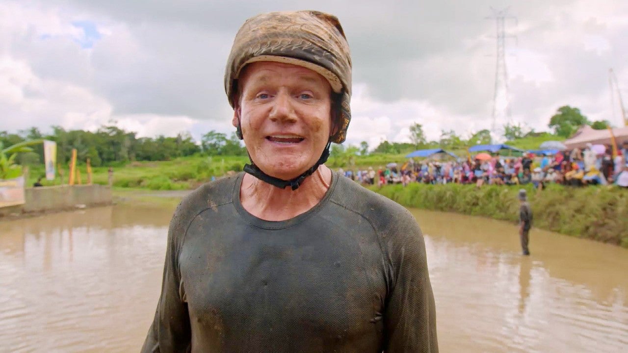 Gordon Ramsay Falls Flat on His Butt During Bull Run 