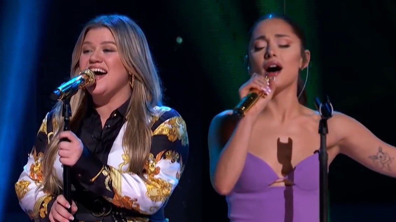 Kelly Clarkson and Ariana Grande Talk Performing 'Santa, Can't You Hear Me'  For the First Time | Entertainment Tonight