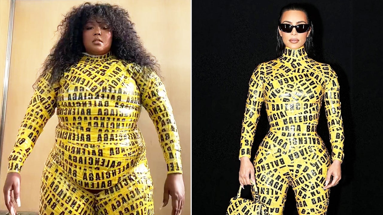 Kim Kardashians Balenciaga Caution Tape Dress