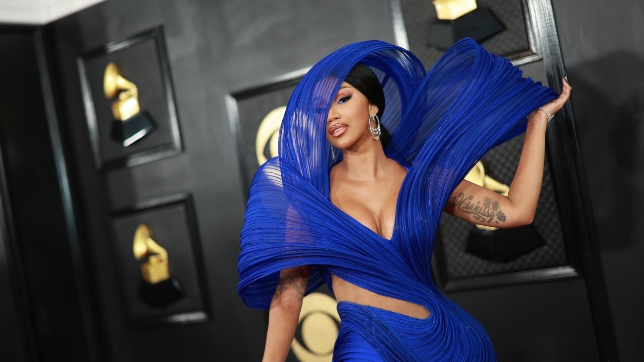 Cardi B Hits the 2023 GRAMMYs Red Carpet in Dramatic Hooded Cutout Gown