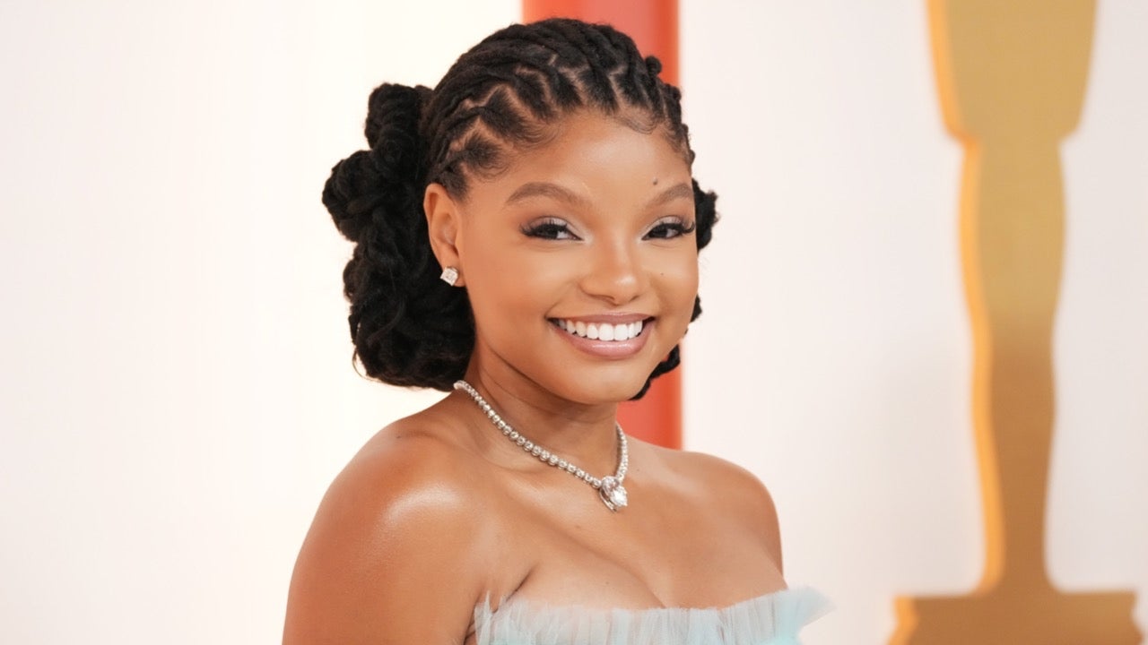Halle Bailey Makes a Splash at 2023 Oscars in Sheer Blue Gown