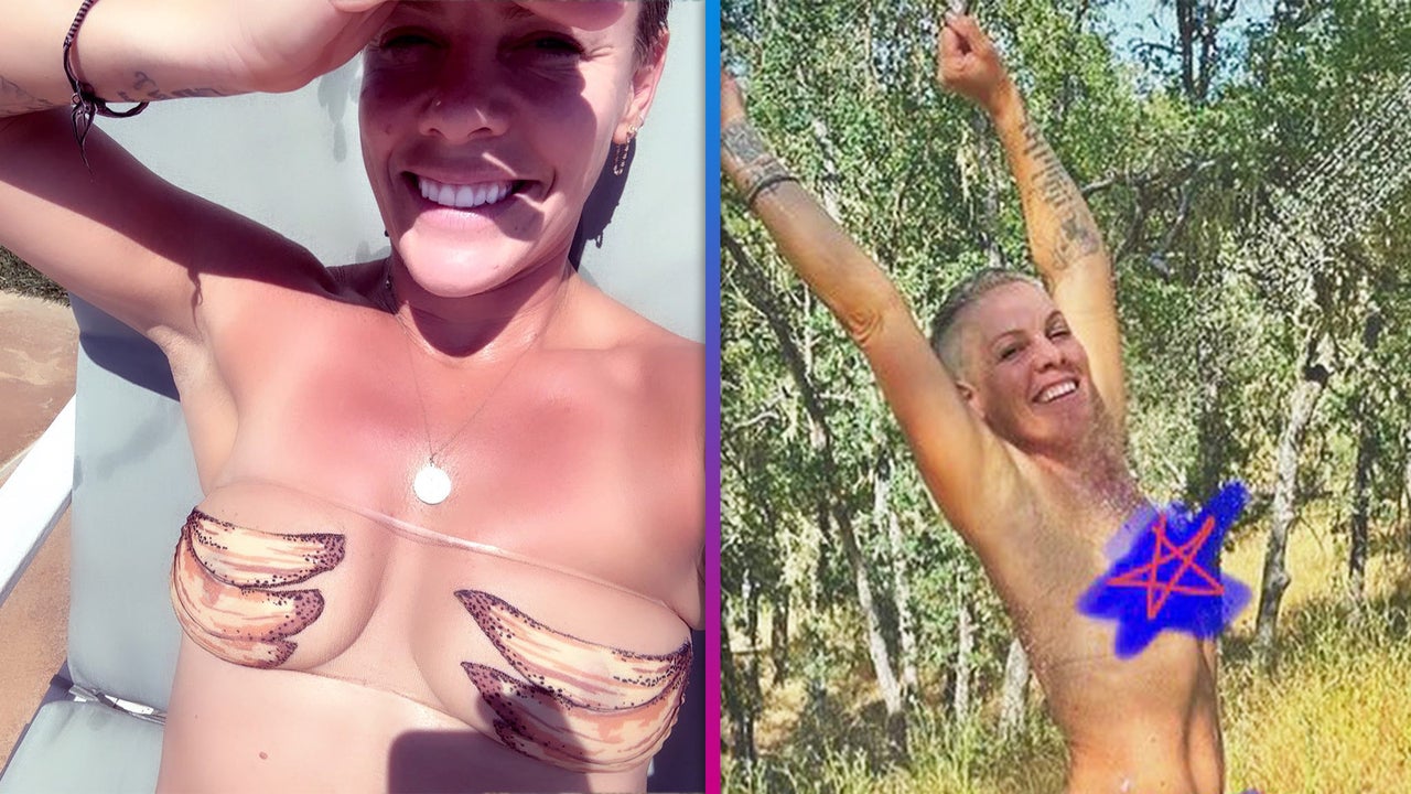 Pink Embraces Being an 'Embarrassing Mom' in Sheer Banana Bikini Top and Nude Shower Pic