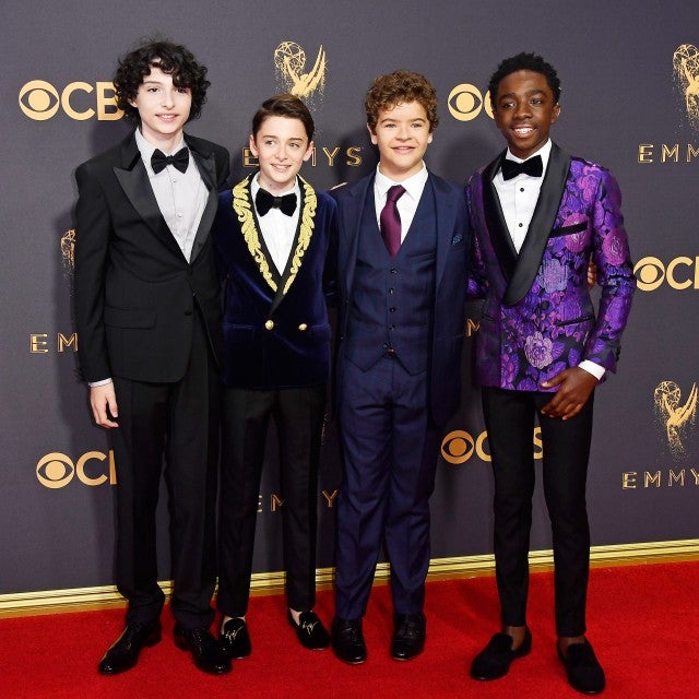 Actors Finn Wolfhard, Noah Schnapp, Gaten Matarazzo and Caleb McLaughlin attend the 69th Annual Primetime Emmy Awards at Microsoft Theater on September 17, 2017 in Los Angeles, California.
