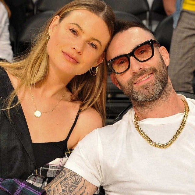 Adam Levine and Behati Prinsloo at the Los Angeles Lakers game at the Staples Center on Oct. 20