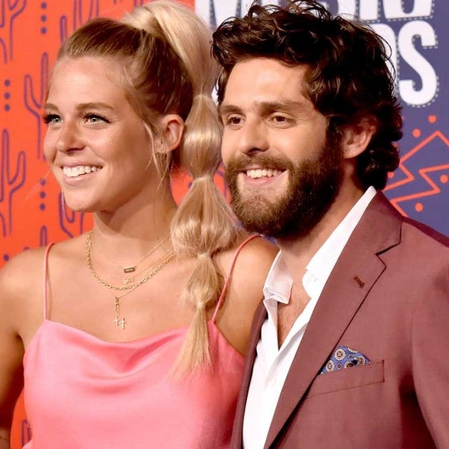 Lauren Akins and Thomas Rhett on the red carpet at the 2019 CMT Music Awards on June 5.
