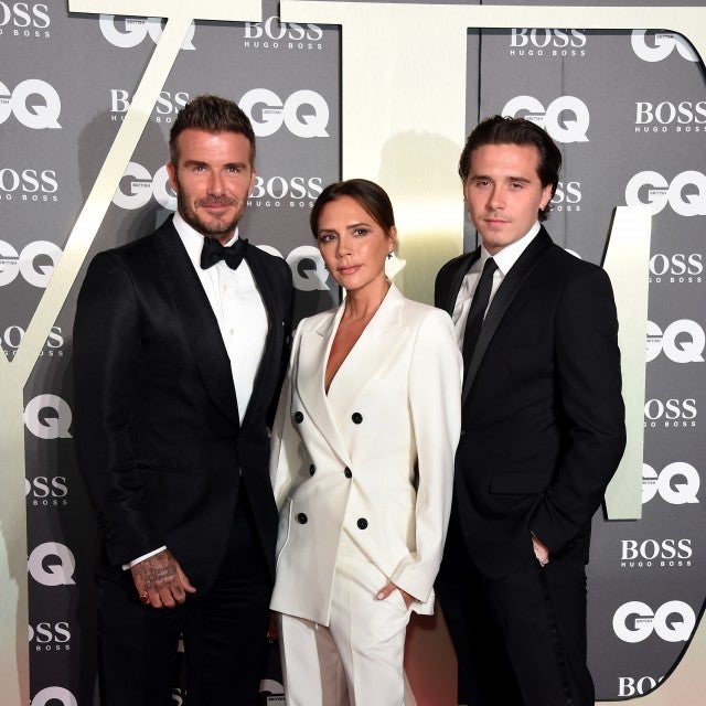David, Victoria and Brooklyn Beckham at gq men of the year awards