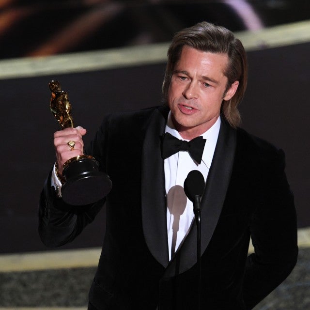 Brad Pitt accepts the Actor in a Supporting Role award for 'Once Upon a Time...in Hollywood' onstage during the 92nd Annual Academy Awards at Dolby Theatre on February 09, 2020 in Hollywood, California. 