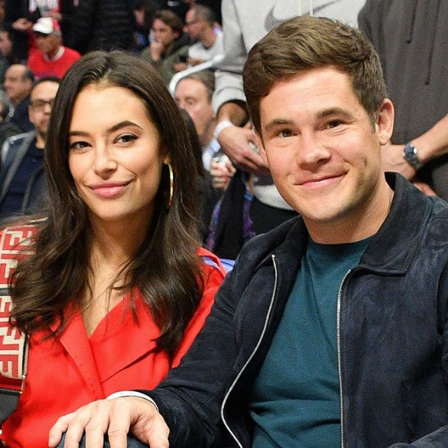 Chloe Bridges and Adam DeVine at a basketball game between the Los Angeles Clippers and the Memphis Grizzlies