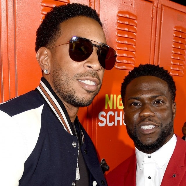 Ludacris (L) and Kevin Hart arrive at the premiere of Universal Pictures' "Night School" at the Regal Cinemas L.A. LIVE Stadium 14 on September 24, 2018